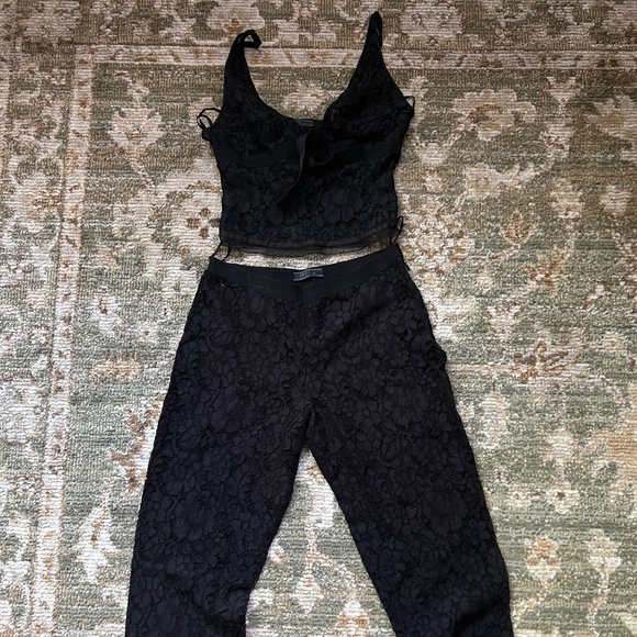 Prada Pants - Prada Black Lace Two-Piece Pant Set